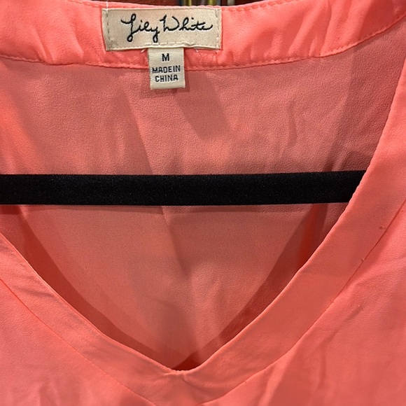 Lily White Neon Orange Pink Blouse - Picture 2 of 4